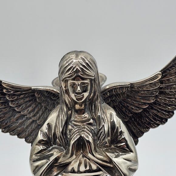 International Silver Company Angel Candle Holder Statue Silver Plated Figurine - Picture 4 of 7
